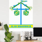 スカンジナビアデザインパーソナライズされた、Glad midsommar ポスター (ホームオフィス)
