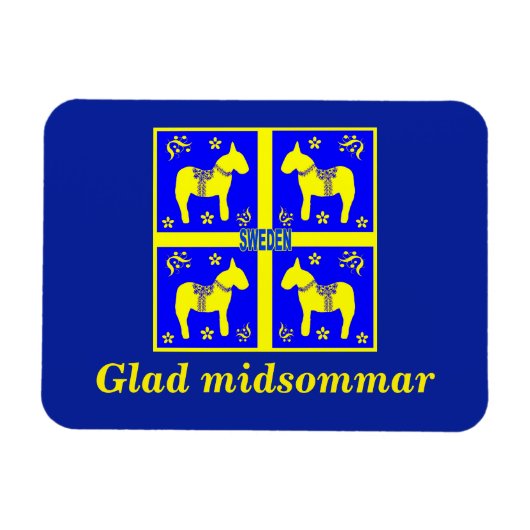 スカンジナビアデザインパーソナライズされた、Glad midsommar マグネット (横)
