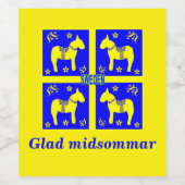 スカンジナビアデザインパーソナライズされた、Glad midsommar ワインラベル (シングルラベル)