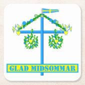 スカンジナビアデザイン，グパーソナライズされたラッドミドソマル スクエアペーパーコースター (正面)