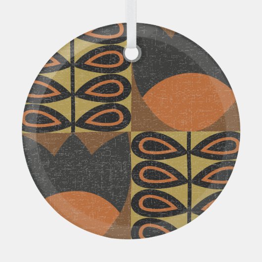 スカンジナビアデザイン:ヴィンテージシームレスなパターン ガラスオーナメント (正面)