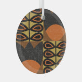 スカンジナビアデザイン:ヴィンテージシームレスなパターン ガラスオーナメント (正面右)