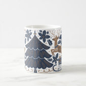 スカンジナビアトインデアツリーフローラネイビー金ゴールド コーヒーマグカップ (中央)