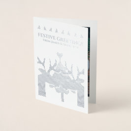スカンジナビアトナカイゲイパーソナライズされたクリスマス 箔カード