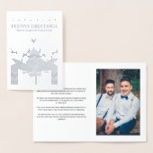 スカンジナビアトナカイゲイパーソナライズされたクリスマス 箔カード (ディスプレー)