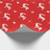 スカンジナビアトナディアレッド&ホワイトホリデーフォークアート ラッピングペーパー (角)