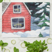 スカンジナビアトムテンクリスマス格言水彩 キッチンタオル (折り畳み)