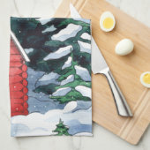 スカンジナビアトムテンクリスマス格言水彩 キッチンタオル (四つ折り)