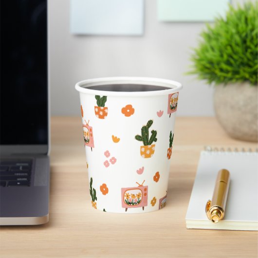 スカンジナビアハウステレビシームレスパターン 紙コップ (インサイチュ)