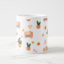 スカンジナビアハウスTVシームレスパターン ジャンボコーヒーマグカップ