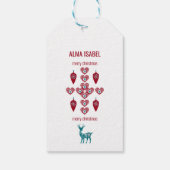 スカンジナビアハートトナカイのパーソナライズ名クリスマス ギフトタグ (裏面)