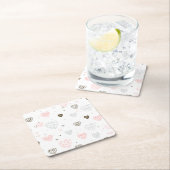 スカンジナビアハートパターン スクエアペーパーコースター (インサイチュ)