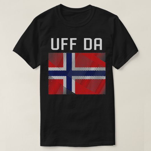 スカンジナビアバイキングノルウェー国旗Uff Da Tシャツ (デザイン正面)