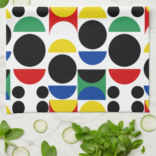 スカンジナビアバウハウスミッドセンチュリーパターン キッチンタオル (折り畳み)