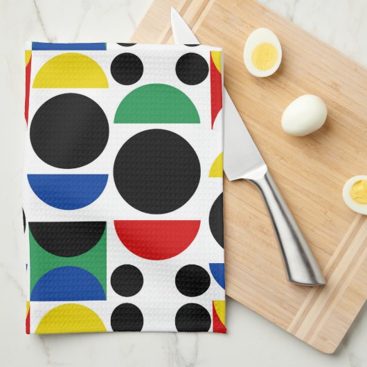 スカンジナビアバウハウスミッドセンチュリーパターン キッチンタオル (四つ折り)