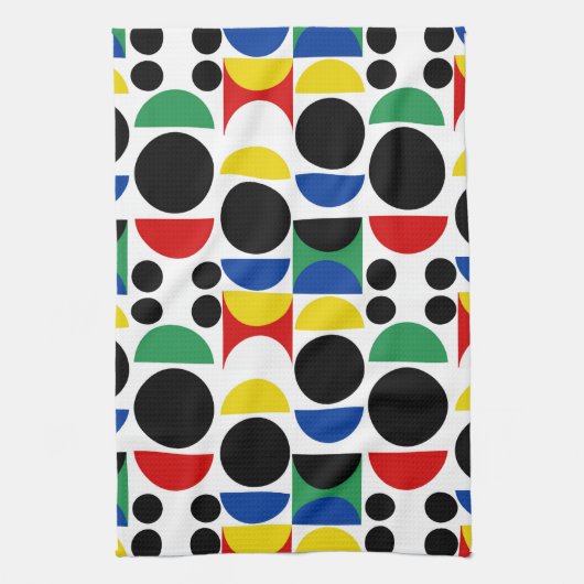 スカンジナビアバウハウスミッドセンチュリーパターン キッチンタオル (縦)