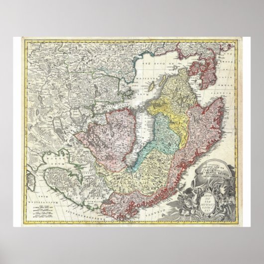 スカンジナビアフィンランドデンマークの地図 ポスター (正面)