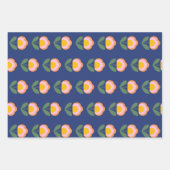 スカンジナビアフォークの青い花柄 ラッピングペーパーシート (正面2)