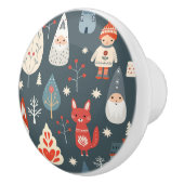 スカンジナビアフォークアートとクリスマス格言 セラミックノブ (右)