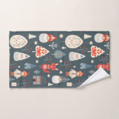 スカンジナビアフォークアートとクリスマス格言 バスタオルセット (ハンドタオル)