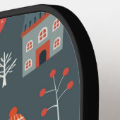 スカンジナビアフォークアートとクリスマス格言 ピックルボールラケット (左詳細)