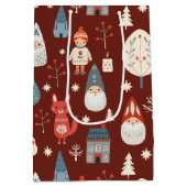 スカンジナビアフォークアートとクリスマス格言 ミディアムペーパーバッグ (裏面)