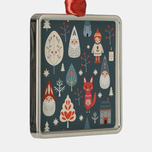 スカンジナビアフォークアートとクリスマス格言 メタルオーナメント (右)