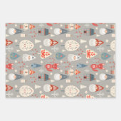 スカンジナビアフォークアートとクリスマス格言 ラッピングペーパーシート (正面2)