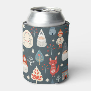 スカンジナビアフォークアートとクリスマス格言 缶クーラー