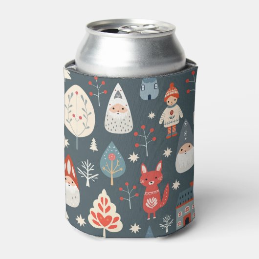 スカンジナビアフォークアートとクリスマス格言 缶クーラー (缶正面)
