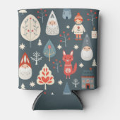 スカンジナビアフォークアートとクリスマス格言 缶クーラー (正面)