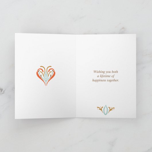 スカンジナビアフォークアートオータムカラー結婚ズ カード (内部)