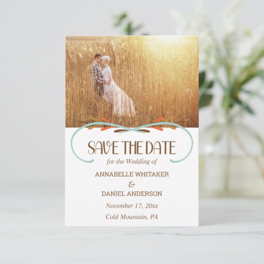 スカンジナビアフォークアートオータムカラー結婚ズ セーブザデート (スタンド正面)