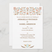 スカンジナビアフォークアートオータムカラー結婚ズ 招待状 (正面/裏面)