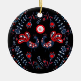 スカンジナビアフォークアートオーナメント モノグラムの セラミックオーナメント