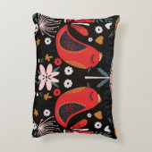 スカンジナビアフォークアートカラフル:鳥。 アクセントクッション (裏面(縦))