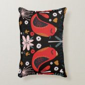 スカンジナビアフォークアートカラフル:鳥。 アクセントクッション (正面(垂直))