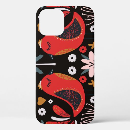 スカンジナビアフォークアートカラフル:鳥。 Case-Mate iPhoneケース (裏面)