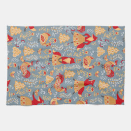 スカンジナビアフォークアートキッチンタオル キッチンタオル