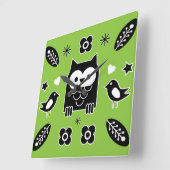 スカンジナビアフォークアートギフト スクエア壁時計 (傾斜)