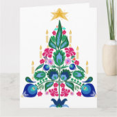 スカンジナビアフォークアートクリスマスツリーグリーティングカード カード (正面)
