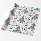 スカンジナビアフォークアートクリスマスツリーズ&ダラホース ラッピングペーパー (アンロールド)
