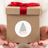 スカンジナビアフォークアートクリスマスツリーファミリー名 ラウンドシール