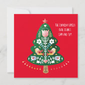 スカンジナビアフォークアートクリスマスツリーフラットカード (裏面)