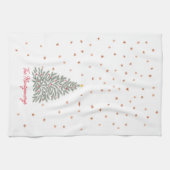 スカンジナビアフォークアートクリスマスツリー名前をカスタムする キッチンタオル (横)