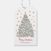 スカンジナビアフォークアートクリスマスツリー名前をカスタムする ギフトタグ (正面)