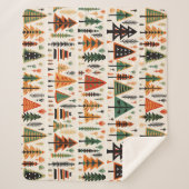 スカンジナビアフォークアートクリスマスパターン シェルパブランケット (正面)