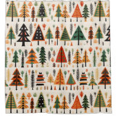 スカンジナビアフォークアートクリスマスパターン シャワーカーテン (正面)