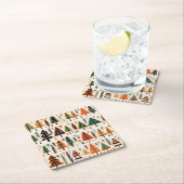 スカンジナビアフォークアートクリスマスパターン スクエアペーパーコースター (インサイチュ)