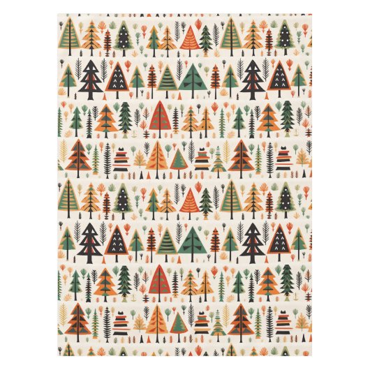 スカンジナビアフォークアートクリスマスパターン テーブルクロス (正面)